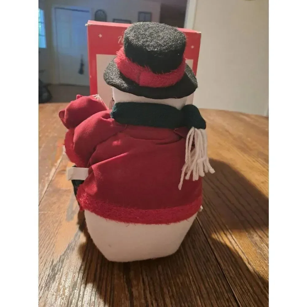 Vintage JC Penney Holiday Novelties Snowman Family Fabric Figurine Christmas